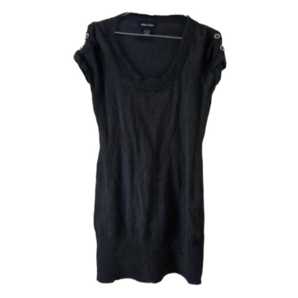 Sweater Project Dark Gray Short Ruched Button Sleeve Dress - Picture 1 of 3